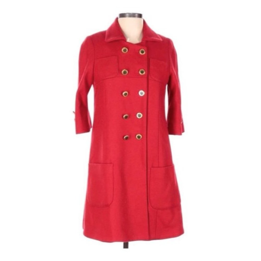 ANTHROPOLOGIE THIRD PIECE Red Wool Coat Size 4